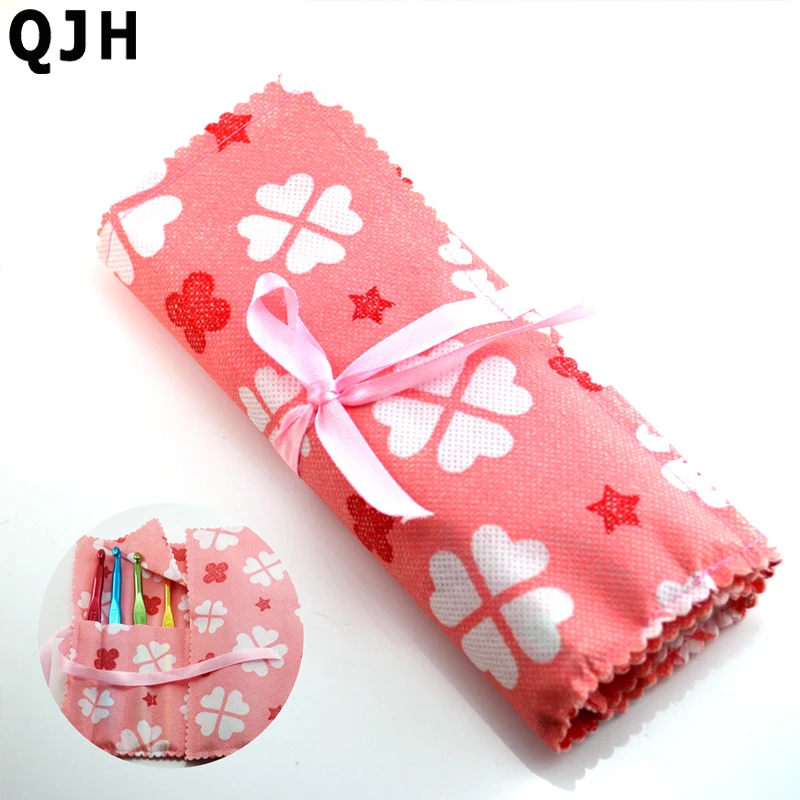 14 ячеек Розовый нетканый вязаный крючком пакет для приемов чехол держатель сумка