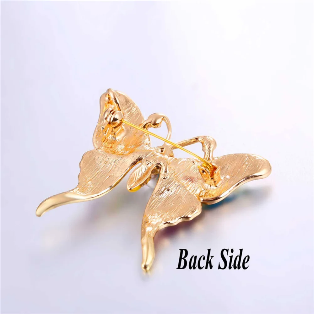 Брошь в виде бабочки с длинным хвостом золотистая/серебристая | Украшения и