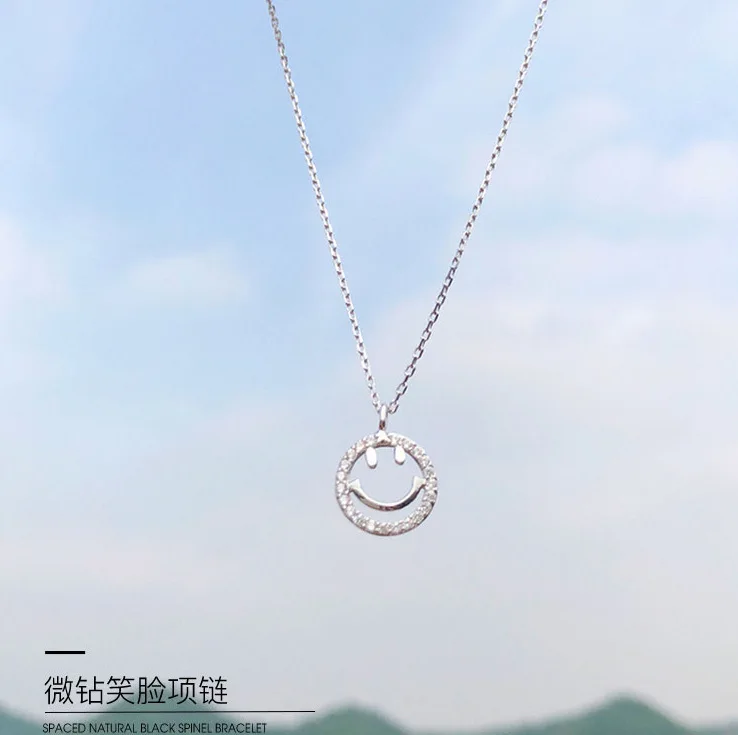 Серебряные серьги в виде смайлика из розового золота колье argent 925 ювелирные изделия женское ожерелье collana dame аксессуары
