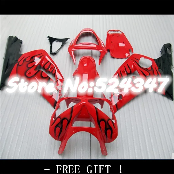B 2004 2003 ниндзя ZX 6R Черный Красный Высокое качество Пламя для KAWASAKI ZX6R 03 04 636 ABS