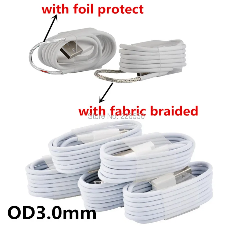 

Charger accessory bundles High quality 500pcs 1M OD3.0 MM Usb data charging cable for phone 5 6 7 8