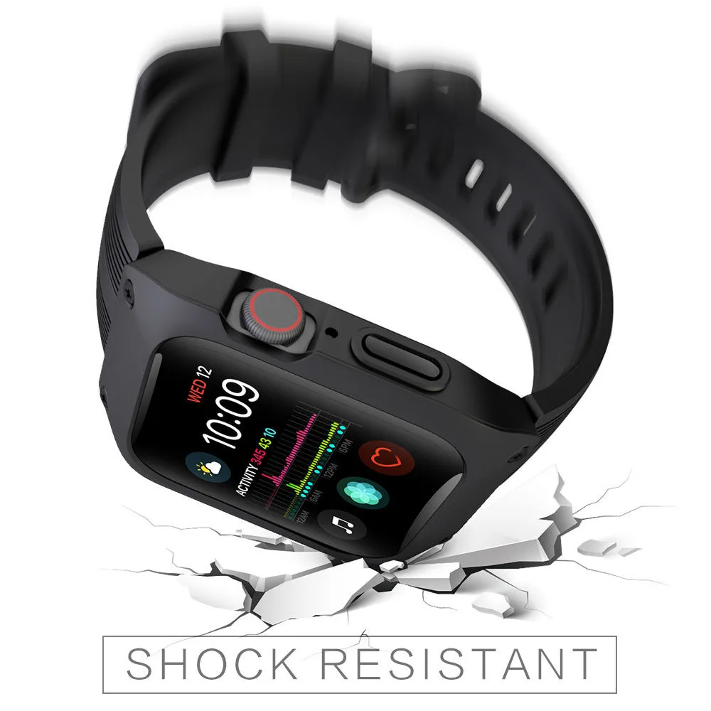 Sport Strap for Apple Watch SE Series 6 5 4 3 Silicone Band for iWatch 38/42mm/40mm/44mm Bracelet with New Split PC Plastic Case