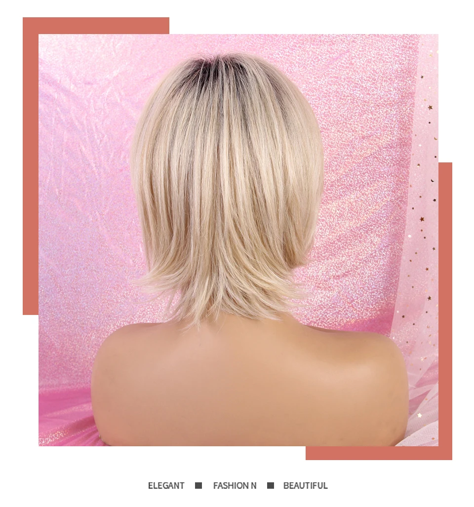 Inhaircube 1" Pixie Cut женские парики Омбре синтетические человеческие волосы с челкой пушистые слоистые натуральные волнистые короткие волосы
