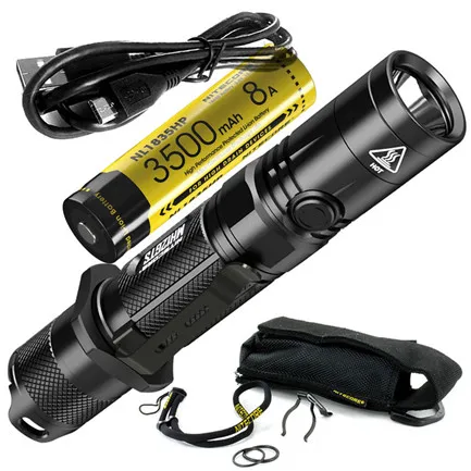 with battery NITECORE MH12GTS USB Перезаряжаемый фонарик CREE XHP35 HD max 1800 люмен ручной фонарь дальность луча 226 метра tacitcal факел - Испускаемый цвет: with battery