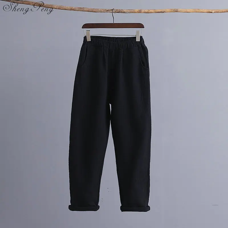 Женские брюки для девочек новые хлопковые льняные летние штаны с эластичной