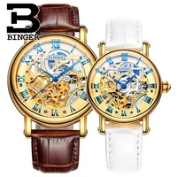 automatic mechanical watch binger couple skeleton women watch famous brand new fashion men wristwatch b 5066m relogio masculino