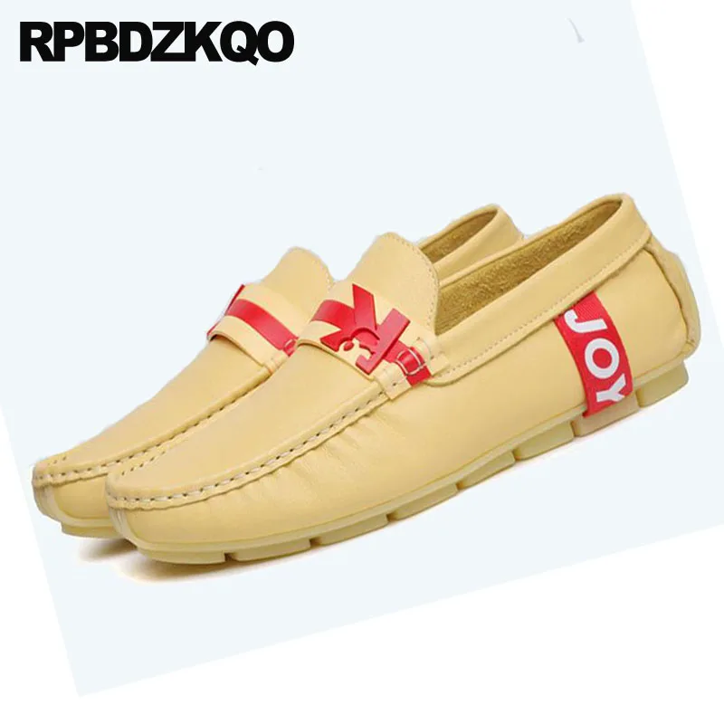 Мужская итальянская повседневная обувь мягкие Лоферы для подиума Желтые