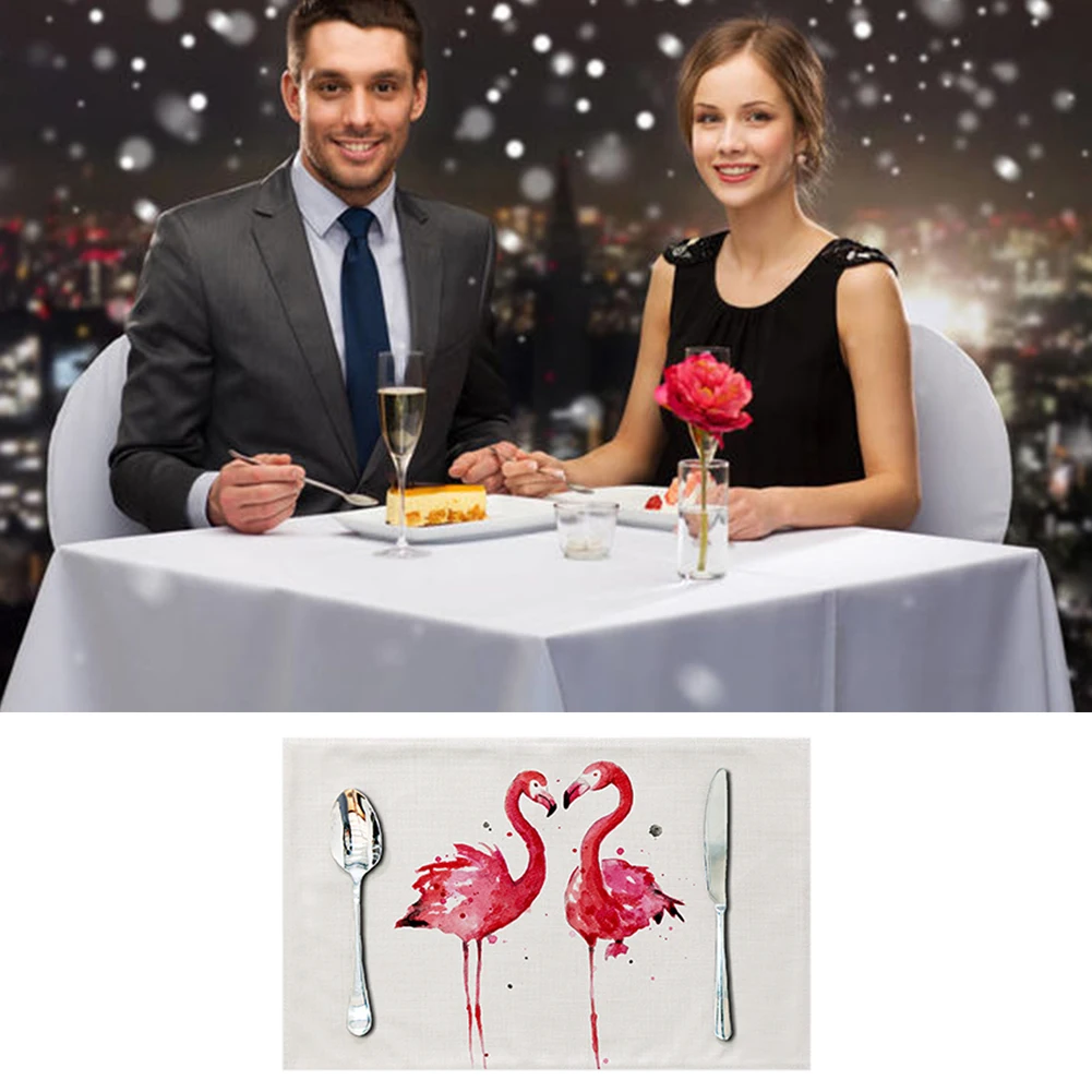 Хлопковый Настольный коврик красный Фламинго узор Нескользящая подставка