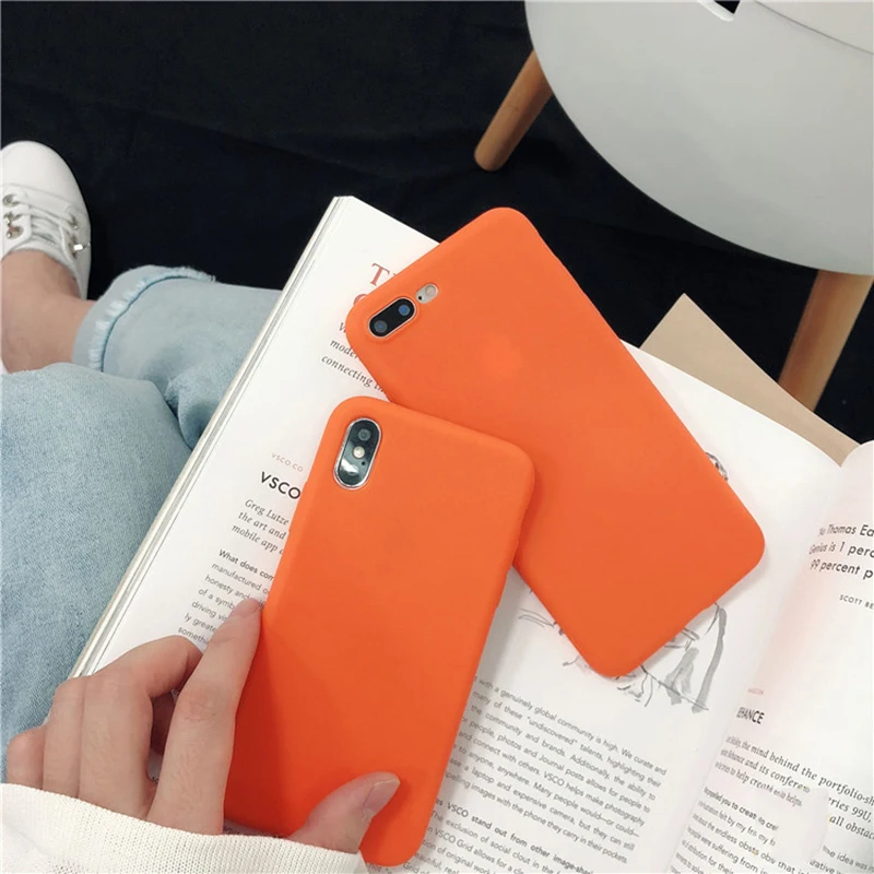 Оранжевый Модный популярный чехол для телефона iPhone 7 8 Plus X TPU Мягкий силиконовый