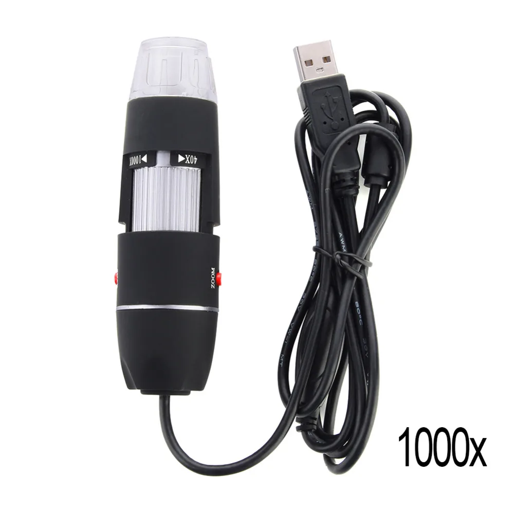 Портативный 1000X USB цифровой черный электронный микроскоп с 8 светодиодами эндоскопа камера микроскопио Лупа