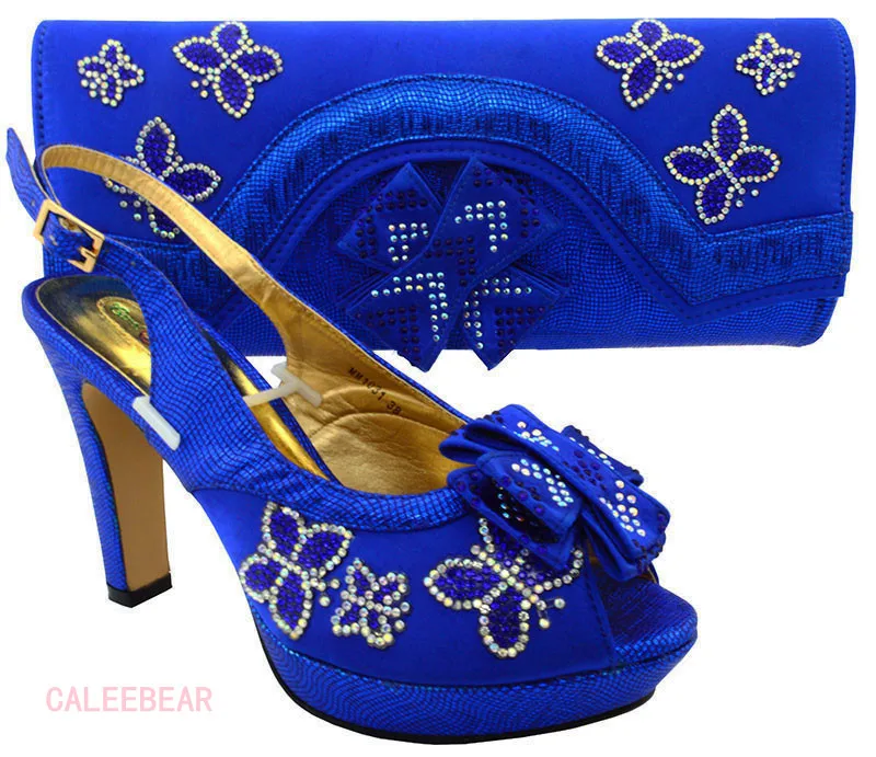 Мода фуксия Цвет итальянская женская обувь и сумочка в комплекте украшенные