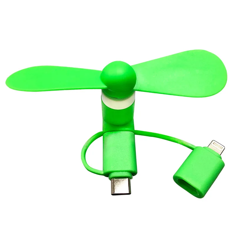 Охлаждающий вентилятор 3 в 1 для мобильного телефона USB Type-C/Micro-USB/iPhone 5/6/6S/7 Plus/8/X - Фото №1