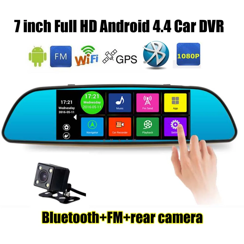 Full HD 1080P Bluetooth WIFI FM ROM 16 Гб двойной объектив камера заднего вида mirror7 дюймов
