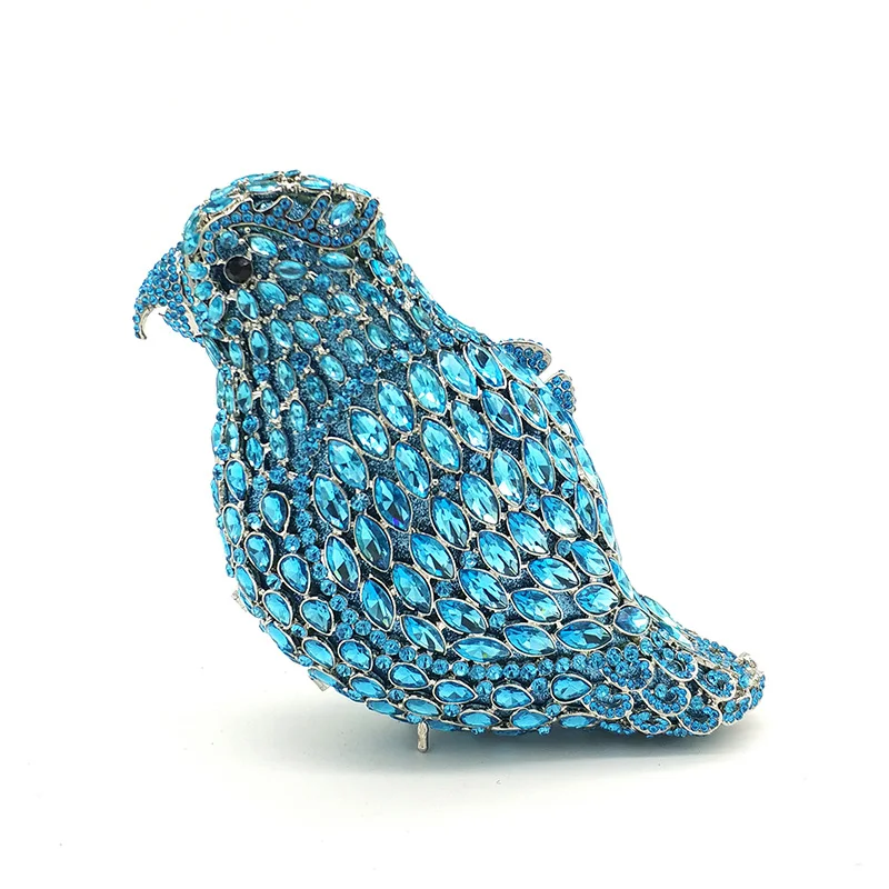 Color 4 sky blue Женские сумки из натуральной кожи Свадебные кошелек для свадьбы, вечеринки Женская Вечеринка сумка бриллиантами Птица Попугай расшитая кристаллами сумочка-клатч элегантный кристалл кошелек - Цвет: Color 4 sky blue