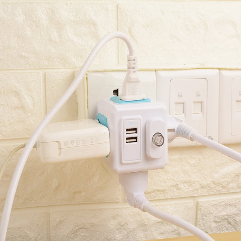 Новая розетка кубик для умного дома европейская вилка 4 розетки 2 USB порта адаптер