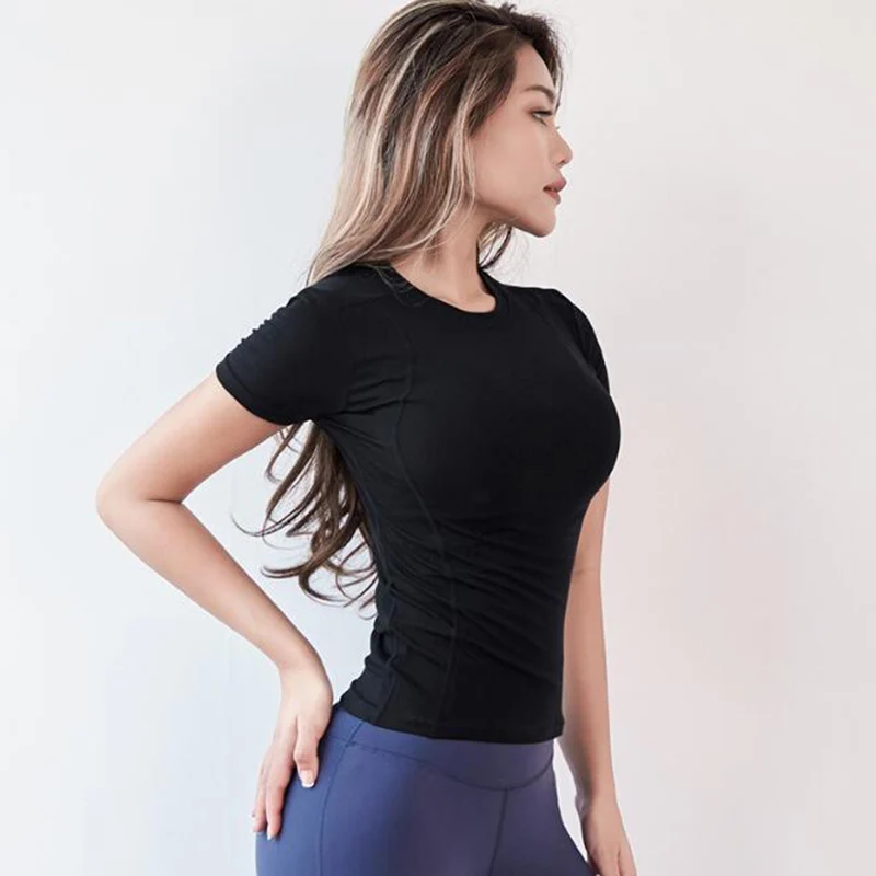 Топы для йоги женские спортивные рубашки спортзала топы тренировок с коротким