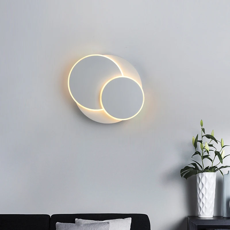 Nordic rotating round wall lamp creative simple modern adjustable lighting living room bedside staircase study bedroom lamp
