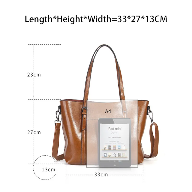 Zency Elegant Women Shoulder Bag Genuine Leather Handbag Fashion Brown Female Crossbody Messenger Purse Large Tote Bags