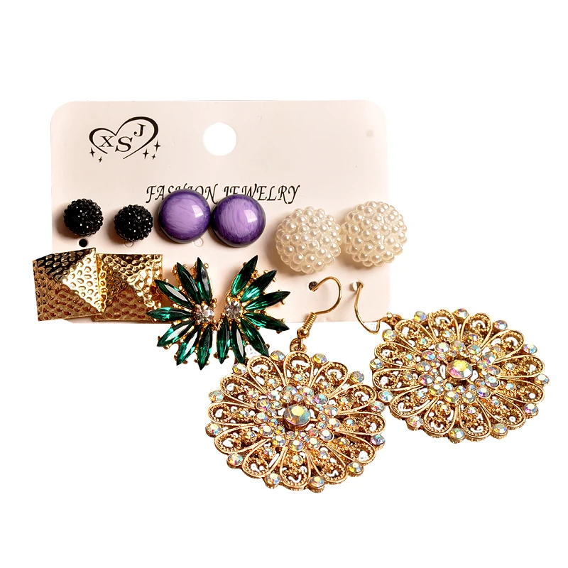 Женские жемчужные серьги гвоздики 6 паров/компл..|Серьги-гвоздики| |