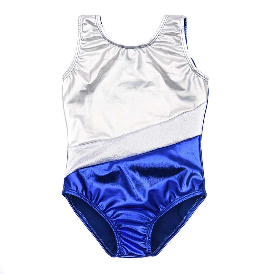 Blue white Розовый, белый, без рукавов, гимнастический купальник для девочек, купальник из лайкры, купальники из спандекса, боди, балетные костюмы для детей - Цвет: Blue white