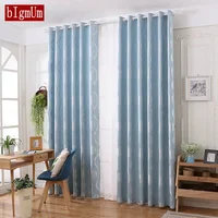 Europe Style Curtain Luxury Wave Floral Simple Curtain For Finished Living Room Drape Panel Coffee/Pink/Blue/Grey Custom Made