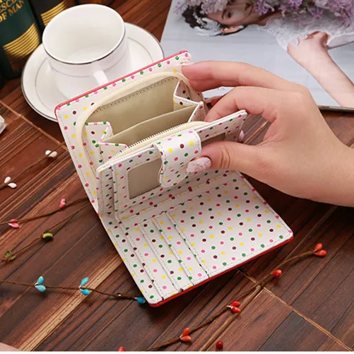 Новые модные женские кошельки карамельных цветов в горошек кожаный маленький