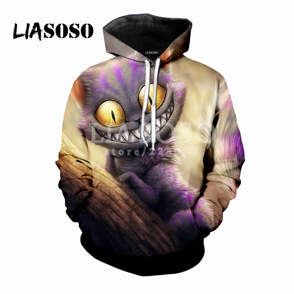 9 LIASOSO, осенняя Новинка, мужская, женская модная толстовка, 3D принт, Чеширский кот, толстовка, Harajuku, длинный рукав, милый топ, Повседневный пуловер, M054 - Цвет: 9