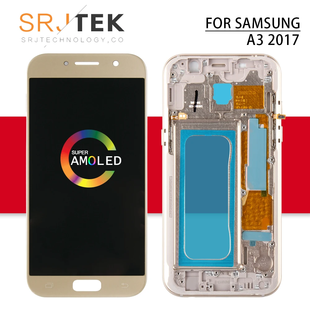 AMOLED A320F ЖК дисплей для Samsung A3 2017 сенсорный экран дигитайзер сенсорная рамка Galaxy A320
