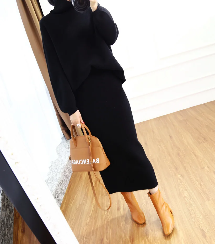 Осень зима 2019 кашемировый свитер с высоким воротником Корейская версия