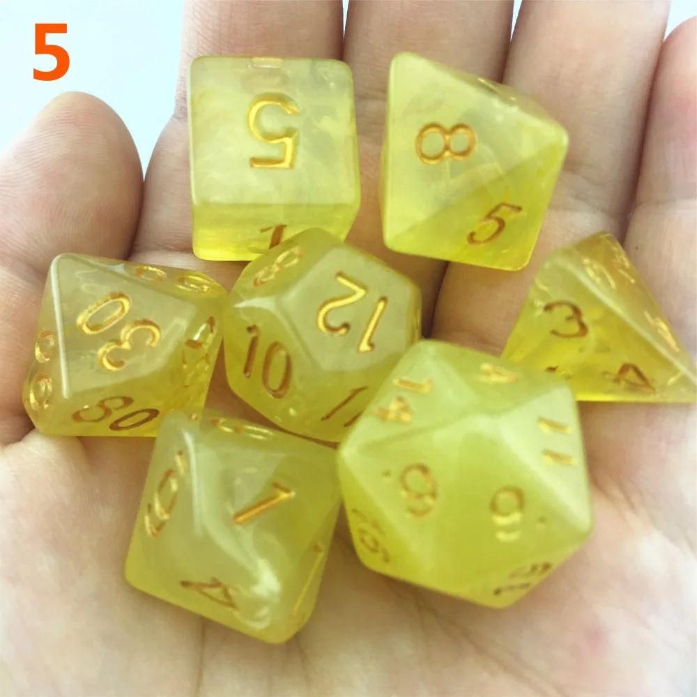 7 шт./компл. многогранные кости d& d4 d6 d8 d10 d% d12 d20 многогранные TRPG игры Набор Игральный костей для Настольная игра