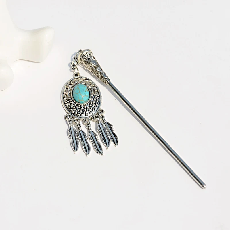 Женские заколки для волос в этническом стиле с синим колокольчиком индийская