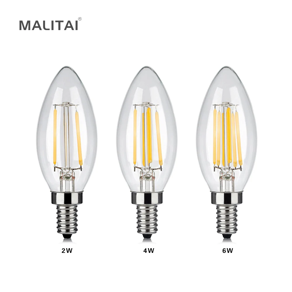 Edison Ретро COB LED лампа накаливания E14 2 Вт 4 6 220 В 110 декоративная стеклянная