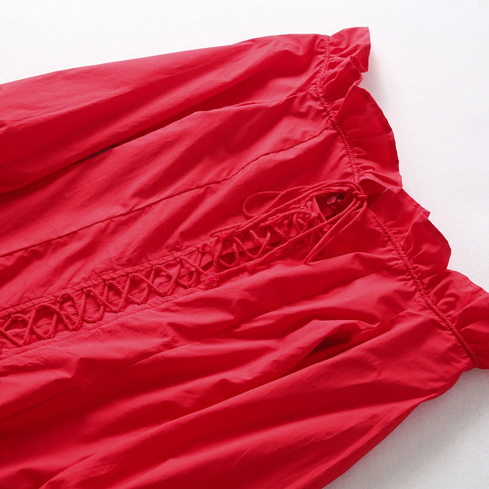 Женское винтажное платье на шнуровке с оборкой | Женская одежда