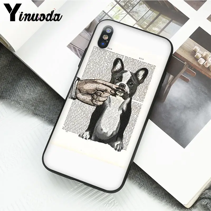 Book newspaper background Cute French Bulldog Phone CaseFor iphone 12 11 Pro Max 5 5Sx 6 7 8plus X XS MAX XR | Мобильные телефоны и