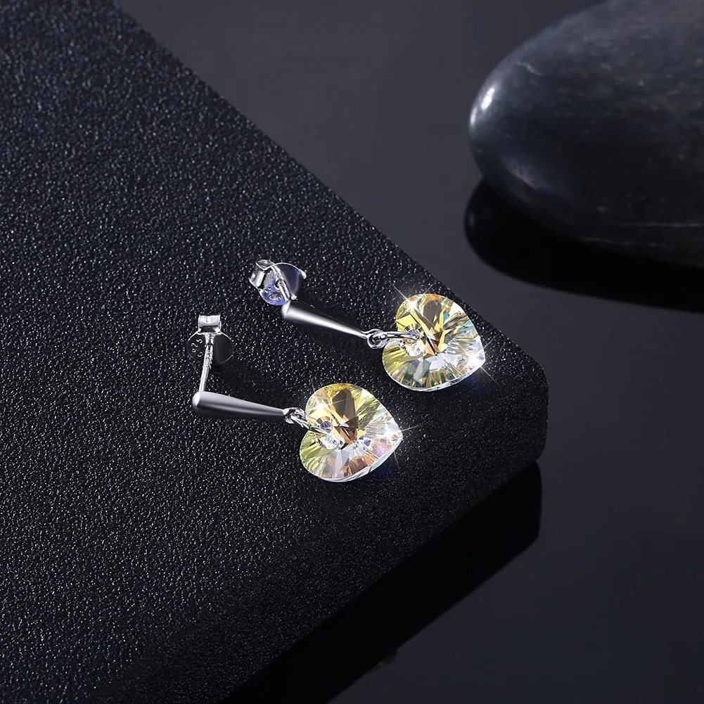 LEKANI кристаллами от Swarovski золотой кристалл в форме сердца 100% серебряный серьги
