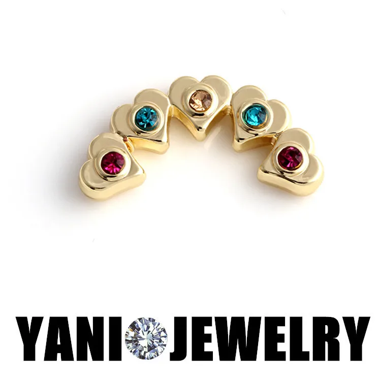 20 шт./лот разноцветные золотые подвески в форме сердца из горного хрусталя