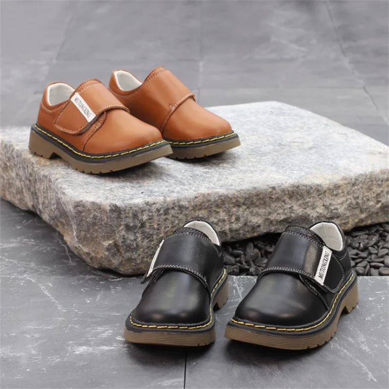 Child's Shoes 2018 Spring New Children's Leather Boys And Girls Casual Hook &amp Loop Baby Soft Bottom |