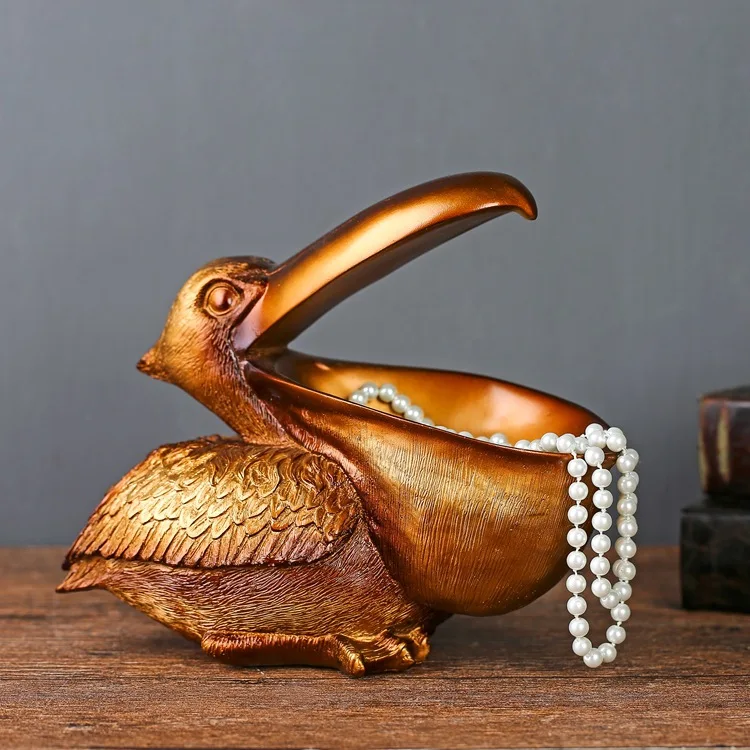 Nordic Toucan Ornament Decoration Jewelry Key Storage Resin Big Bird Crafts Decoration Livingroom Entrance Office Table statue - Цвет: Gold