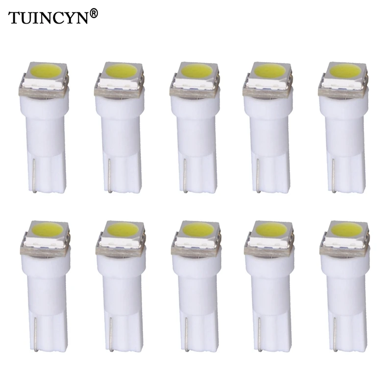 TUINCYN 10 шт. T5 светодиодный SMD 5050 авто светильник приборная лампочка 12 в белый синий