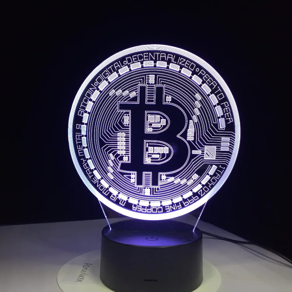 

Remote Control 3D Led Bitcoin Sign Modelling Night Lights Colorful Usb Coin Symbol Desk Lamp Bedroom Sleep Lighting Decor Gifts