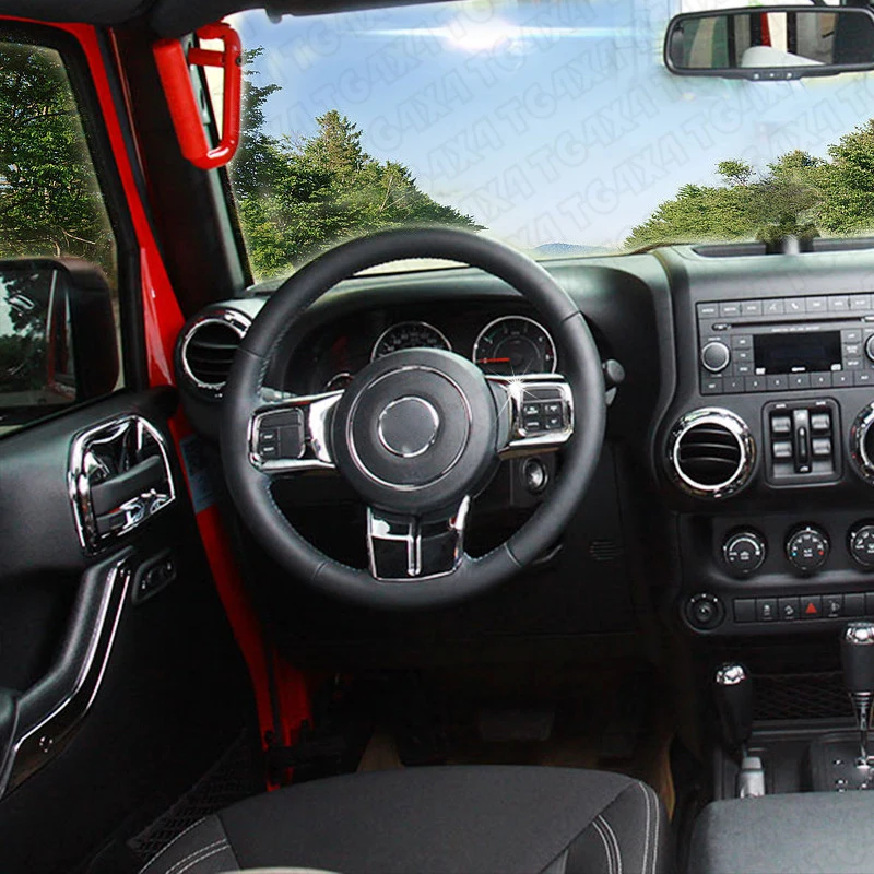 ABS внутренние хромированные Чехлы для Jeep Wrangler JK планки украшения рулевое колесо