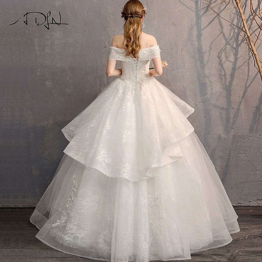 ADLN Lace Appliques Ball Gown Cheap Wedding Dresses Off The Shoulder Boat Neck Bridal Gowns Robe De Mariage | Свадьбы и торжества