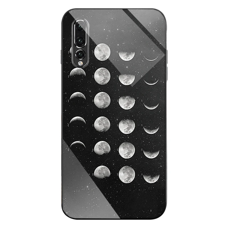 black edge Case for huawei p20 lite p30 p10 MATE 20 10 pro nova 4 3i Cover Luxury Aurora glass TPU Art rose Phone |