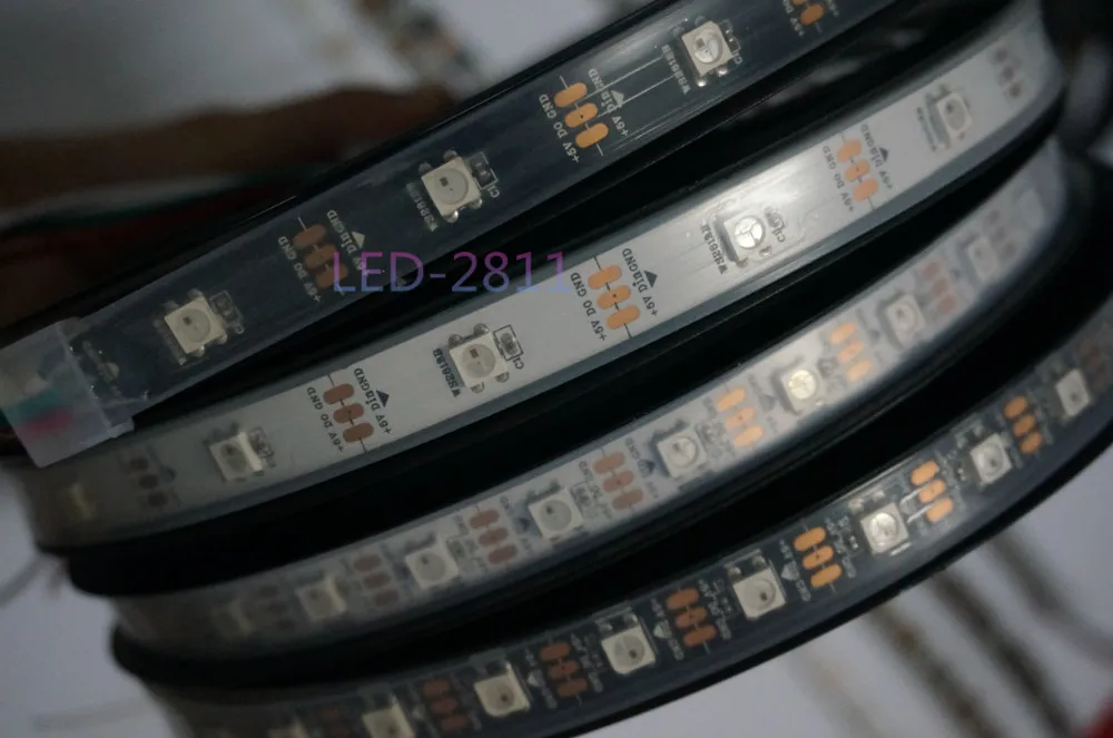 WS2812B умный светодиодный пиксель полосы 30/60/144 светодиодный s/m WS2812 IC SMD 5050 RGB светодиодный полосы света 1 М/4 м/5 м DC5V Водонепроницаемый/не Водонепроницаемый