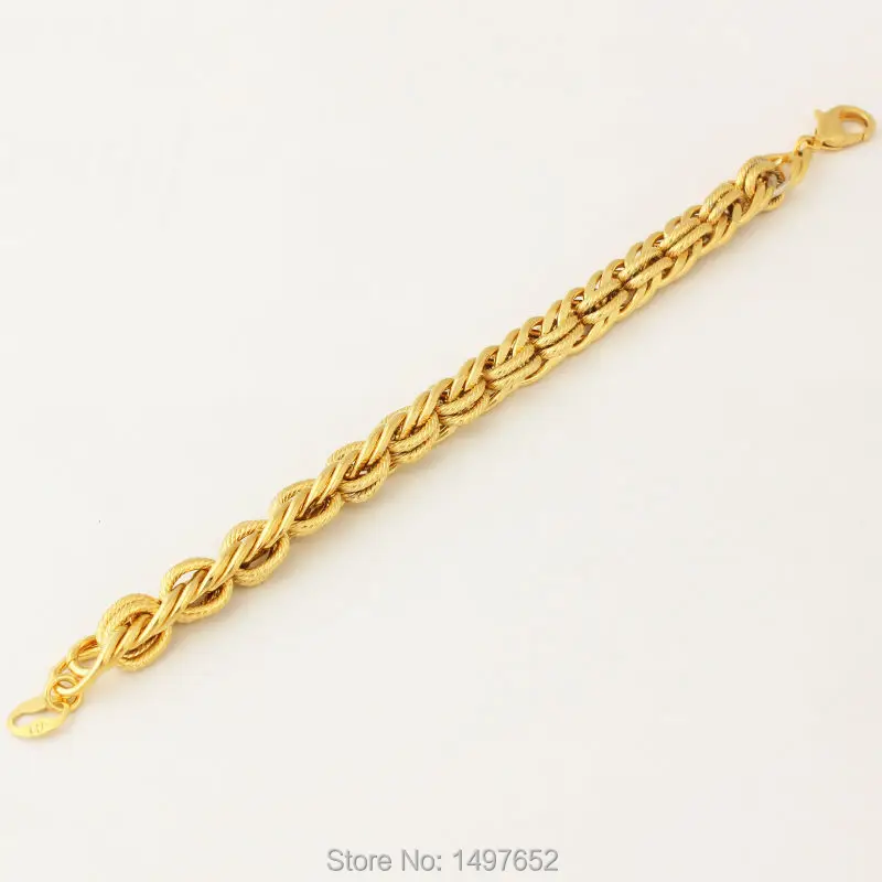 

New Fashion18K Gold Color Round Chain & Link Bracelets BanglesTrendy Bracelet Jewelry Women&Men Great Gift Free shiiping