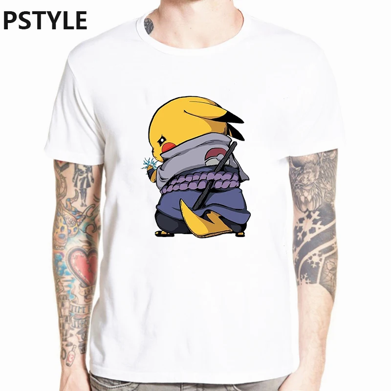 Летние мужские футболки Harajuku Chidori Sasuke Naruto Pikachu с принтом аниме футболка Homme
