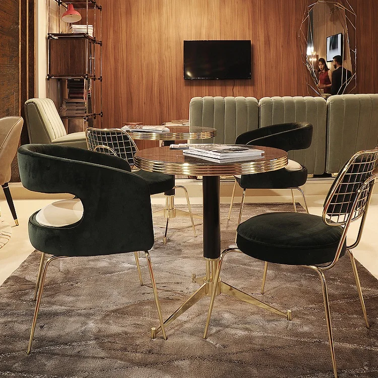 Louis Fashion Living Room Chairs Dining Nordic Simple Modern Casual Coffee Back Fabric Velvet |
