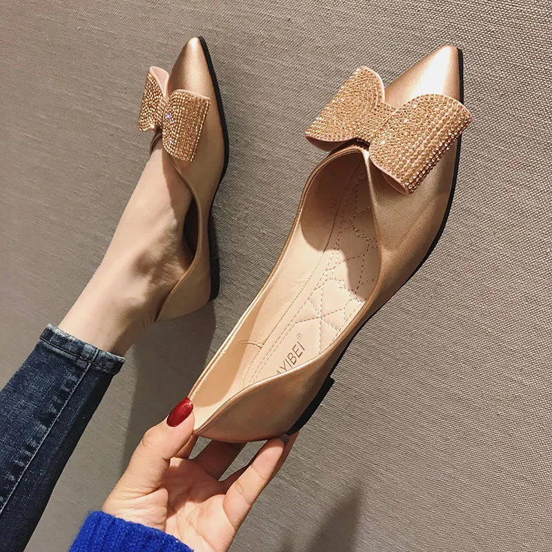 Золотые/Серебристые свадебные sapatos Женские Летние мокасины на плоской подошве с вырезами женская обувь заостренная мягкая Лоферы балерины