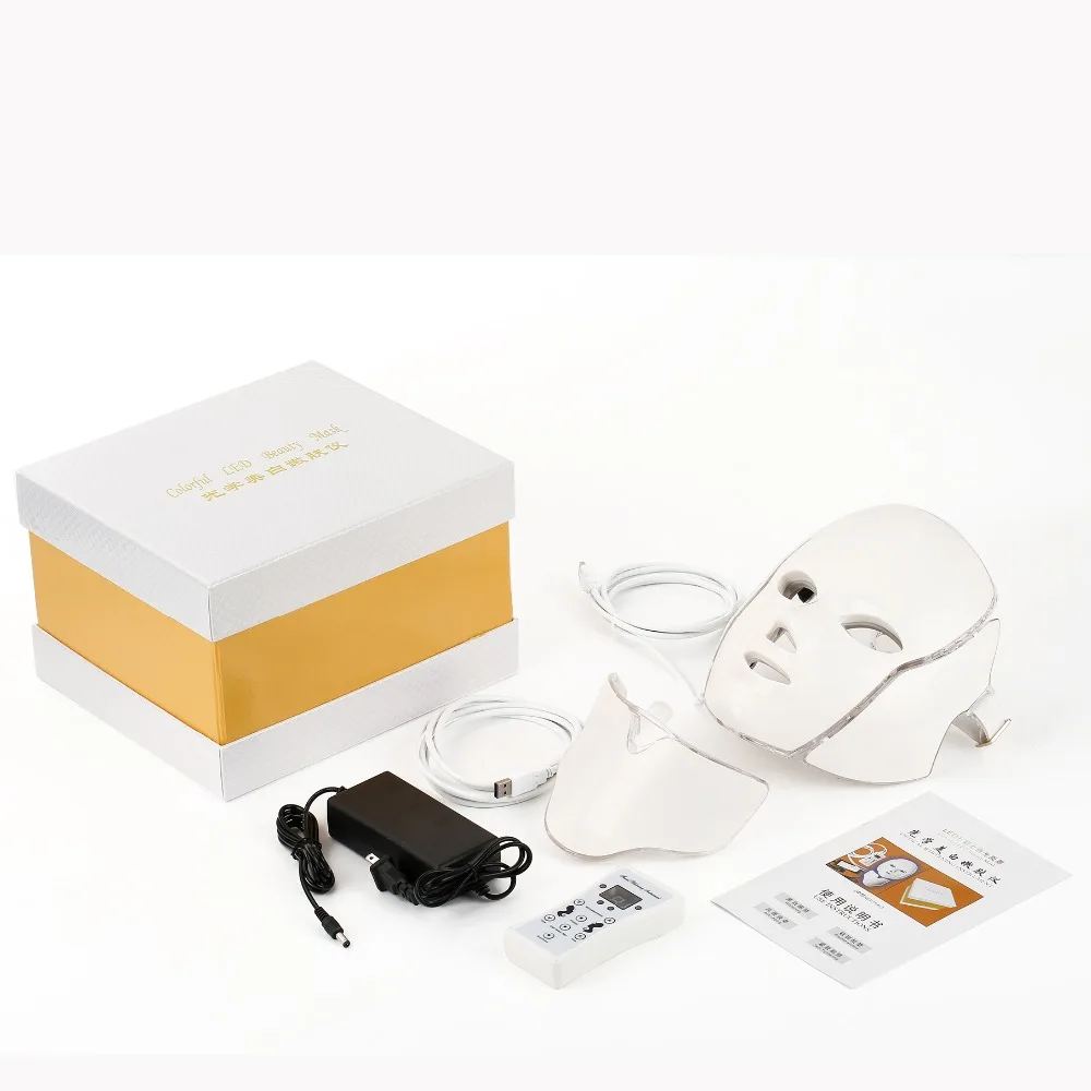 

7 Color Facial Beauty Therapy LED Light Mask for Face and Neck Whitening