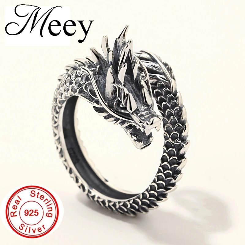 Бесплатная доставка Новый Ретро дизайн регулируемого кольца серебряный дракон